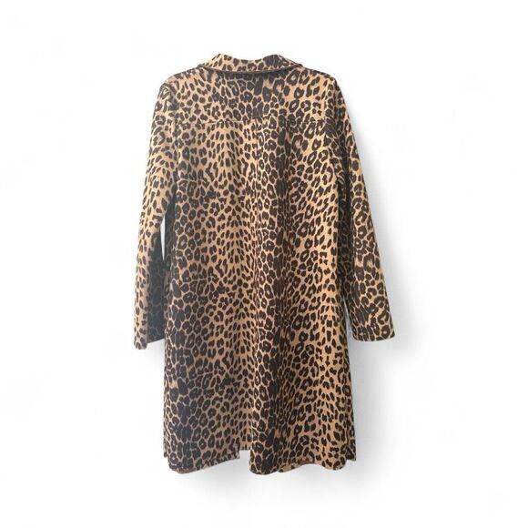 Zara Women's Open Front Leopard Print Notched Lapel Jacket Coat Tan Brown Medium - Picture 3 of 6